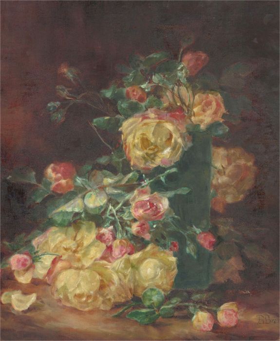 B. Brady - Early 20th Century Oil, Tumbling Roses