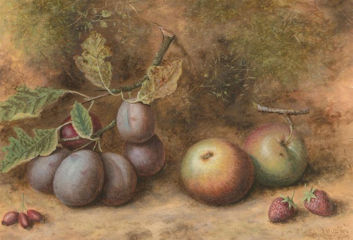 J. Hill - Signed and dated 1903 Watercolour, Still Life of Fruit