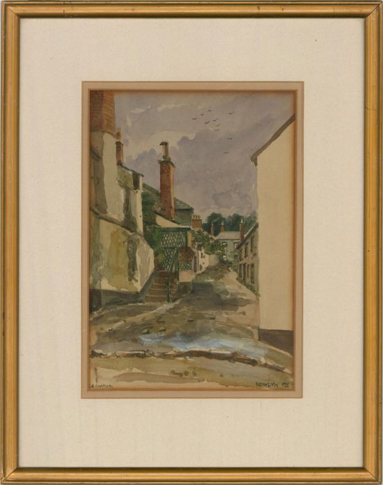 R.E Compton  - Early 20th Century Watercolour, Newlyn Street Scene