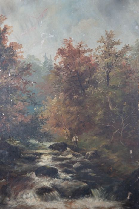 For Restoration - Late 19th Century Oil, River Fishing