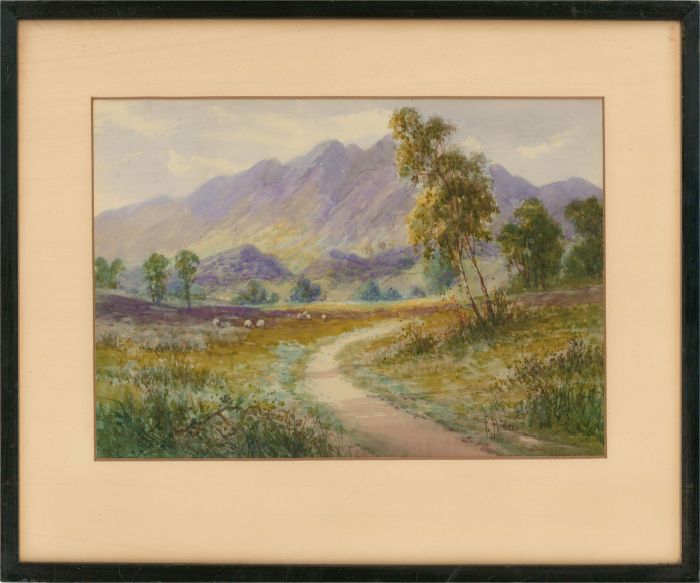 Frank Hider (1861-1933) - Late 19th Century Watercolour, Sheep in the Mountains