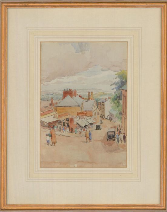 James Stewart OBE. WS.  - 1930 Watercolour, Market Street