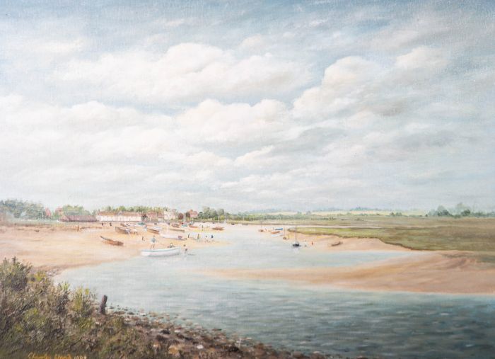 Charles Wood - 1982 Oil, Burnham Overy Staithe Beach, North Norfolk