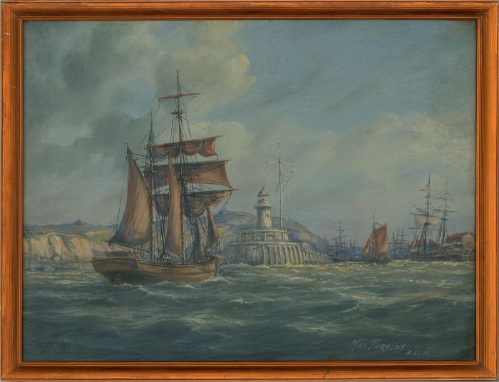 Max Parsons ARCA (1915-1998) - Mid 20th Century Oil, Ships at Newhaven