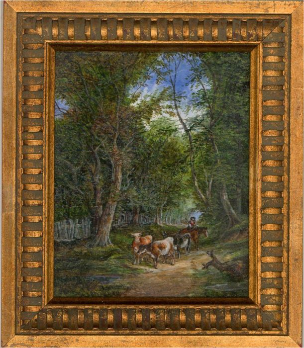 Barbara Valentine RMS after W. Shayer - Oil Miniature, Hauling Timber