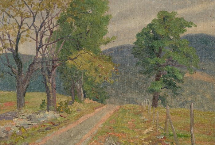 Early 20th Century Oil - Path Down To The Valley