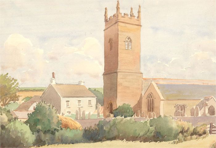 Edward Wigley - 1955 Watercolour, St Levan Church