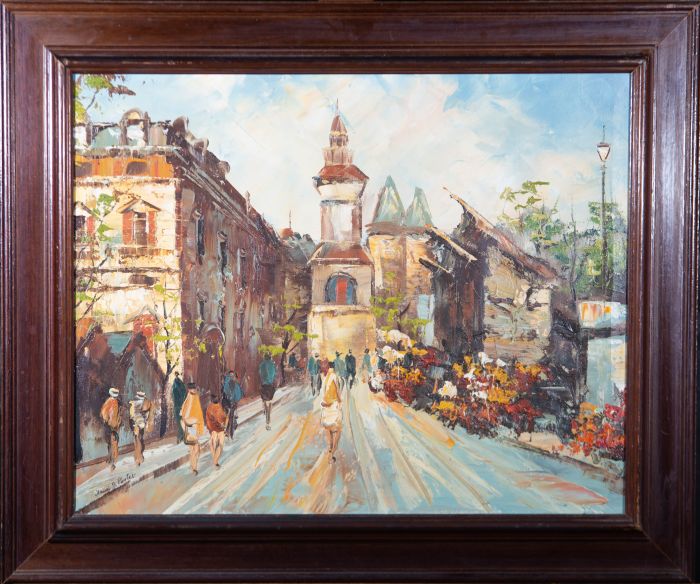 Henri J. Parfet - 20th Century Oil, Continental Street Scene