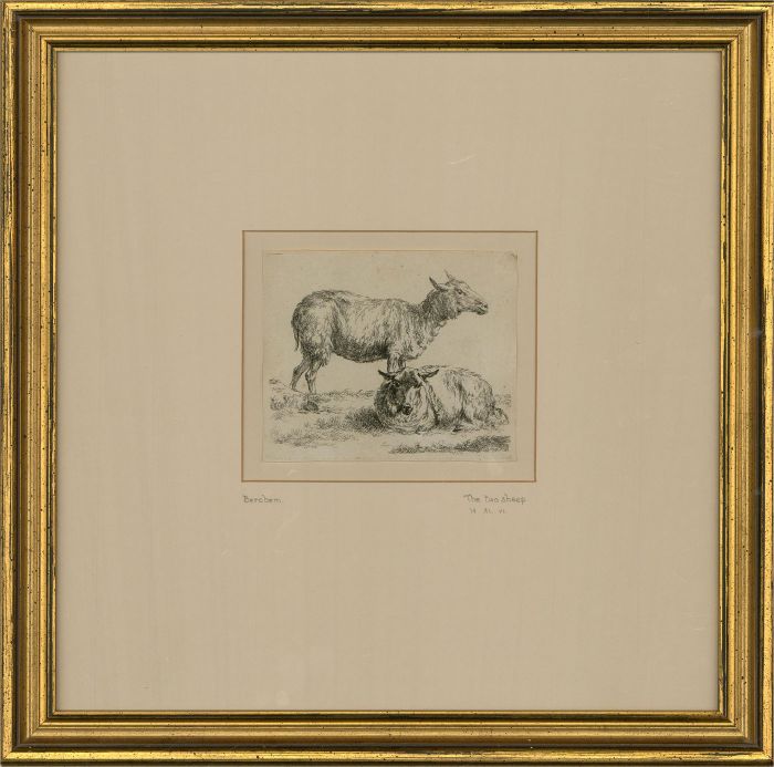 Nicolaes Berchem (1621-1683) - 19th Century Etching, Two Sheep