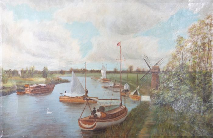 Davies - 20th Century Oil, Boats on the Broads