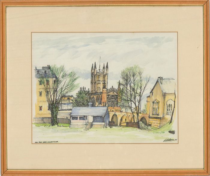 2006 Pen and Ink Drawing - Bath Cricket Club