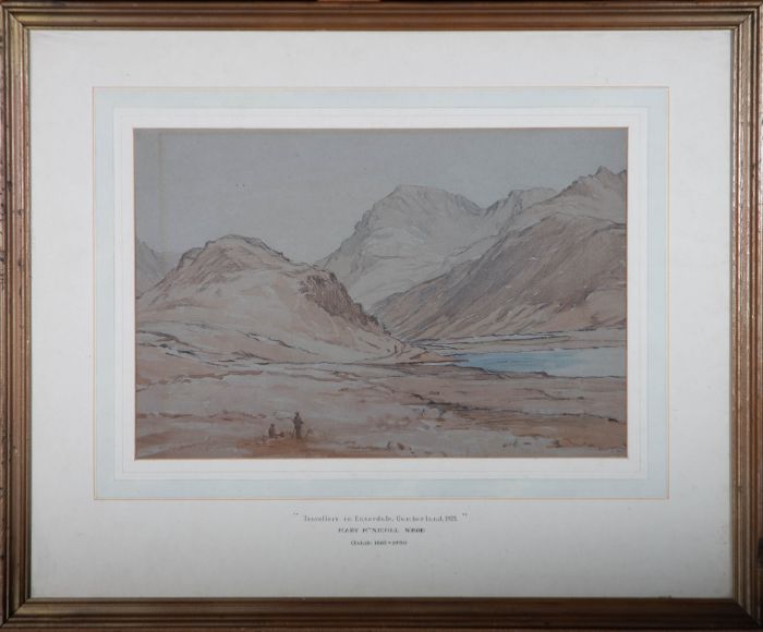 Mary McNicholl Wroe (1874-1954) - 1928 Watercolour, Travellers in Ennerdale