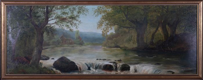 F. B. Steele - 1919 Oil, Abbey Ruins by the River