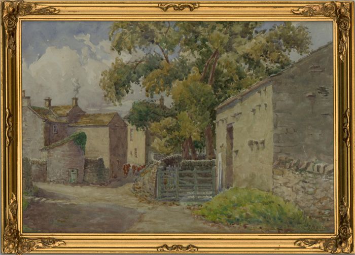 Joseph West FRSA BWS (1881-1958) - Watercolour, Old Grassington, Cove Lane