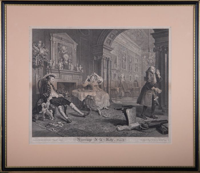 1822 Engraving - The Tete a Tete, Plate II from Marriage a la Mode