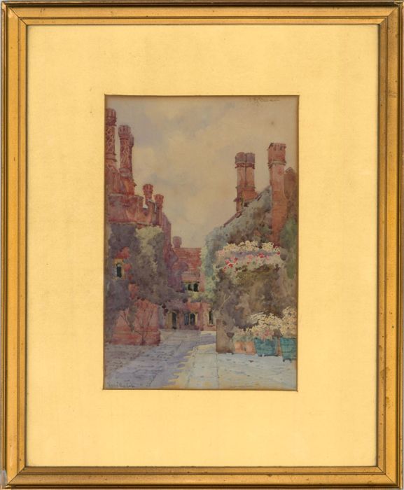 Rosa Wallis (1857-c.1938) - Turn of the Century Watercolour, Tudor Chimneys