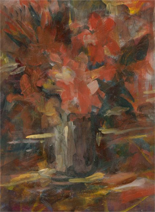 Contemporary Oil - Red Bouquet