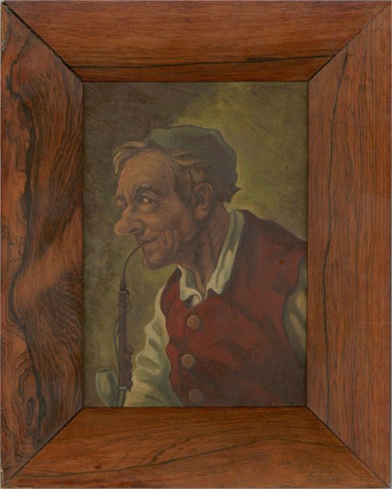 E. Freitag - Mid 20th Century Oil, A Pensive Smoke