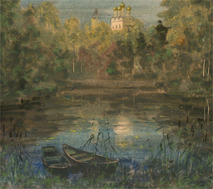 Mid 20th Century Watercolour - View Of The Cathedral Of Annunciation
