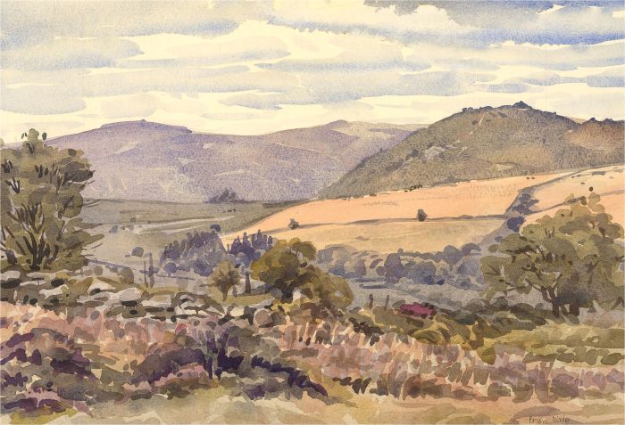 Brian C. Wade - Contemporary Watercolour, Hameldown and Honeybag, Tor