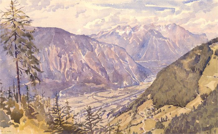 Brian C. Wade - Contemporary Watercolour, View of the Mountains