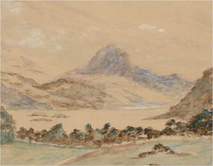 J. Benson - 1927 Watercolour, Mountain Scene