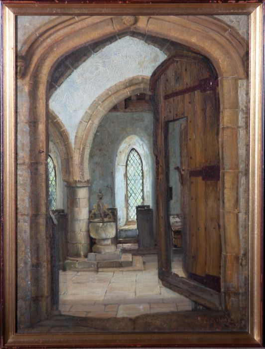 James Lees Bilbie (1860-1946) - Late 19th Century Oil, Hadden Hall Chapel