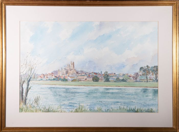 Michael Goymour (b.1929) - Large Contemporary Watercolour, Ely Across the Ouse