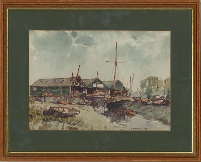 Charles Read - Mid 20th Century Watercolour, Boats On The Slipway