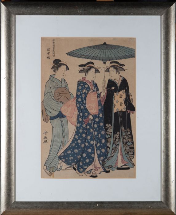 Torii Kiyonaga (1752–1815) - c. 1788 Japanese Woodblock, Geisha Strolling