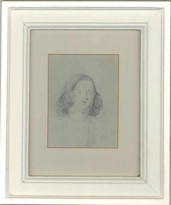 Mid 19th Century Graphite Drawing - Portrait Of A Young Boy
