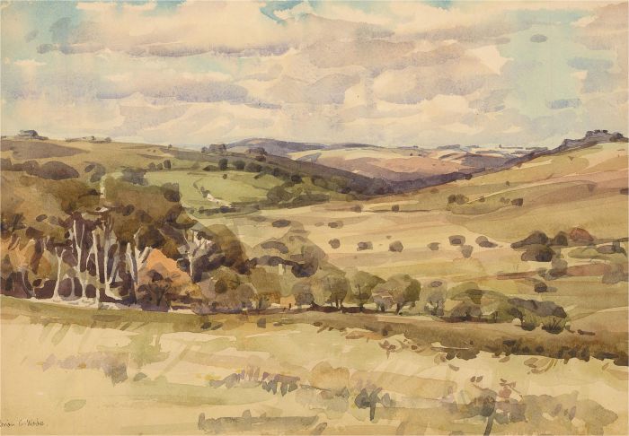 Brian C. Wade - 20th Century Watercolour, Seven Lords Land, Dartmoor
