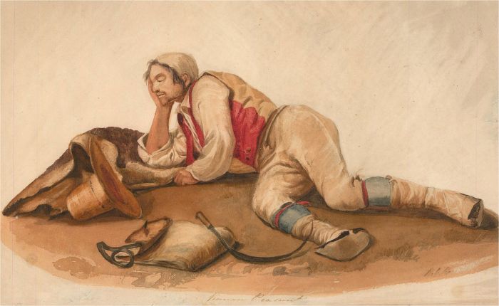 R.G.R. - Early 19th Century Watercolour, Roman Peasant