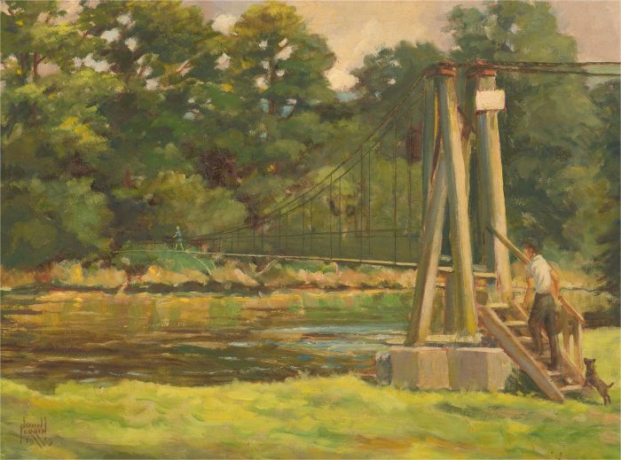 John Perrin - 1969 Oil, The Chain Bridge At Burn