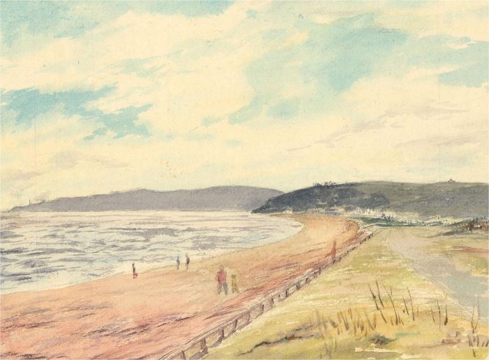 Sylvia E. Churchward-Wade - Contemporary Watercolour, Beach View with Figures II