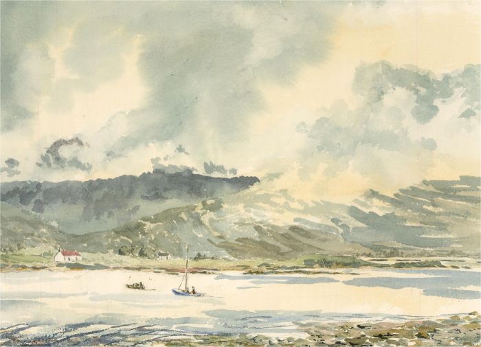 Sylvia E. Churchward-Wade - Contemporary Watercolour, River View with Boat