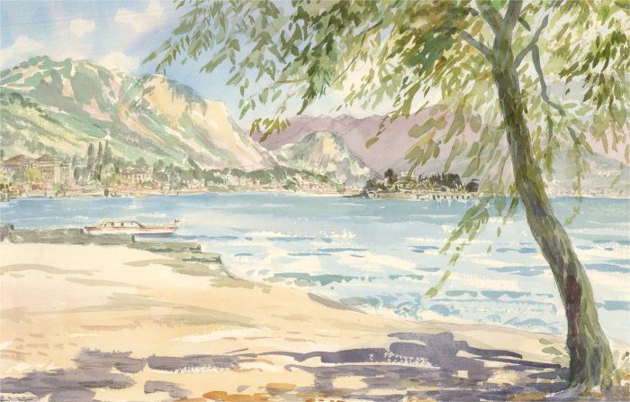 Sylvia E. Churchward-Wade - Contemporary Watercolour, Mountainous Coastal View