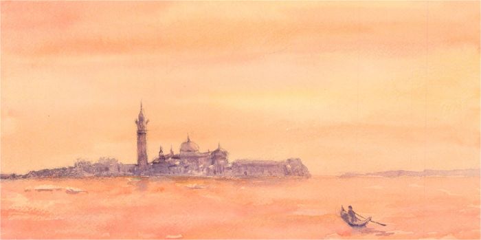 Sylvia E. Churchward-Wade - Contemporary Watercolour, Sunset Venice View