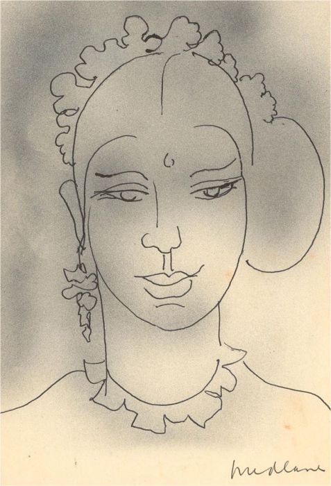Brian Midlane - 20th Century Pen and Ink Drawing, Portrait of a Lady