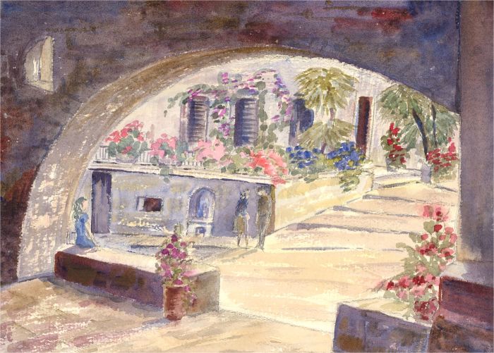 Sylvia E. Churchward-Wade - Contemporary Watercolour, Springtime Street View