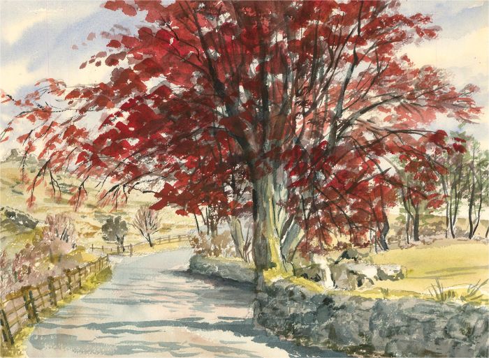 Sylvia E. Churchward-Wade - Contemporary Watercolour, Autumn Tree