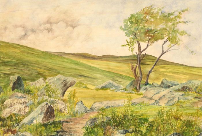 Sylvia E. Churchward-Wade - 1963 Watercolour, Rocky Landscape Path