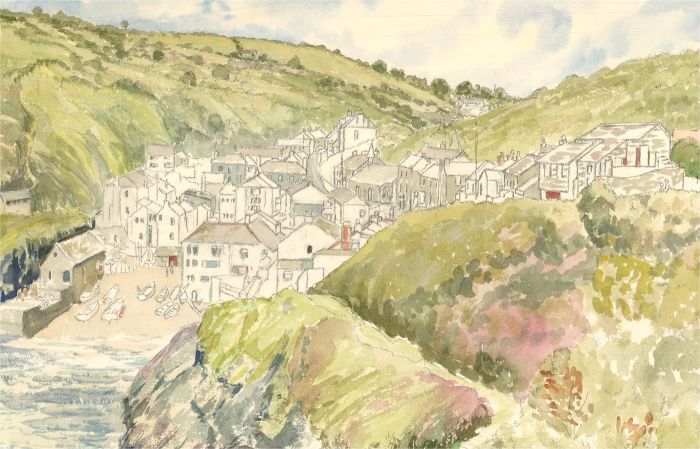 Sylvia E. Churchward-Wade - Contemporary Watercolour, Coastal Town View