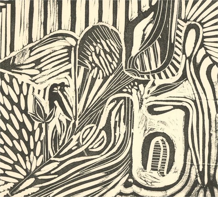 Eddie Bianchi (fl.1975-95) - Contemporary Woodcut, Abstract Monochrome