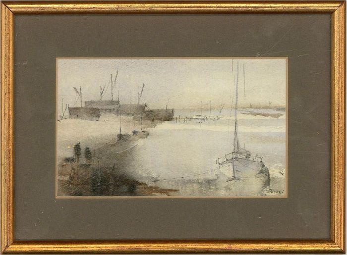D. J. W - 1985 Watercolour, Grey Harbour