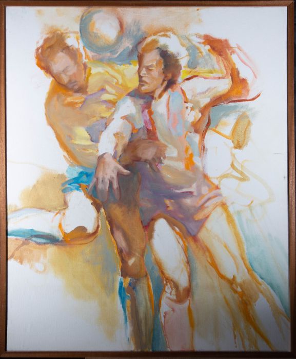 Marc Winer (1943–1985) - c. 1980 Oil, Soccer Players