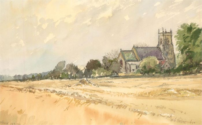 Keith Johnson (1931-2018) - 1990 Watercolour, Crostwick Church