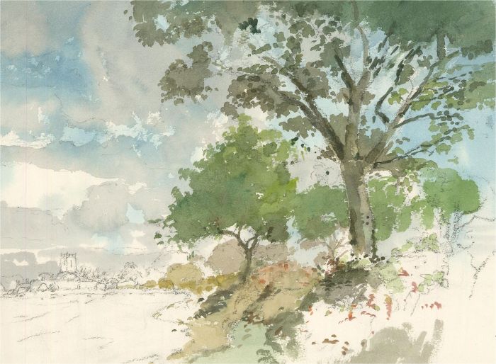 Keith Johnson (1931-2018) - Set of Three Charcoal Drawing, Landscape with Trees