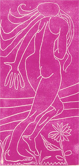 Eddie Bianchi (fl.1975-95) - Contemporary Linoprint, Nude On The Run