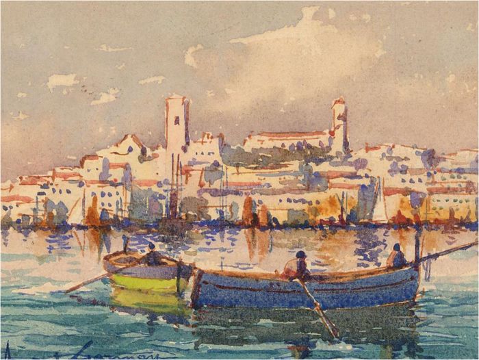 Contemporary Watercolour - German Seaside Harbour